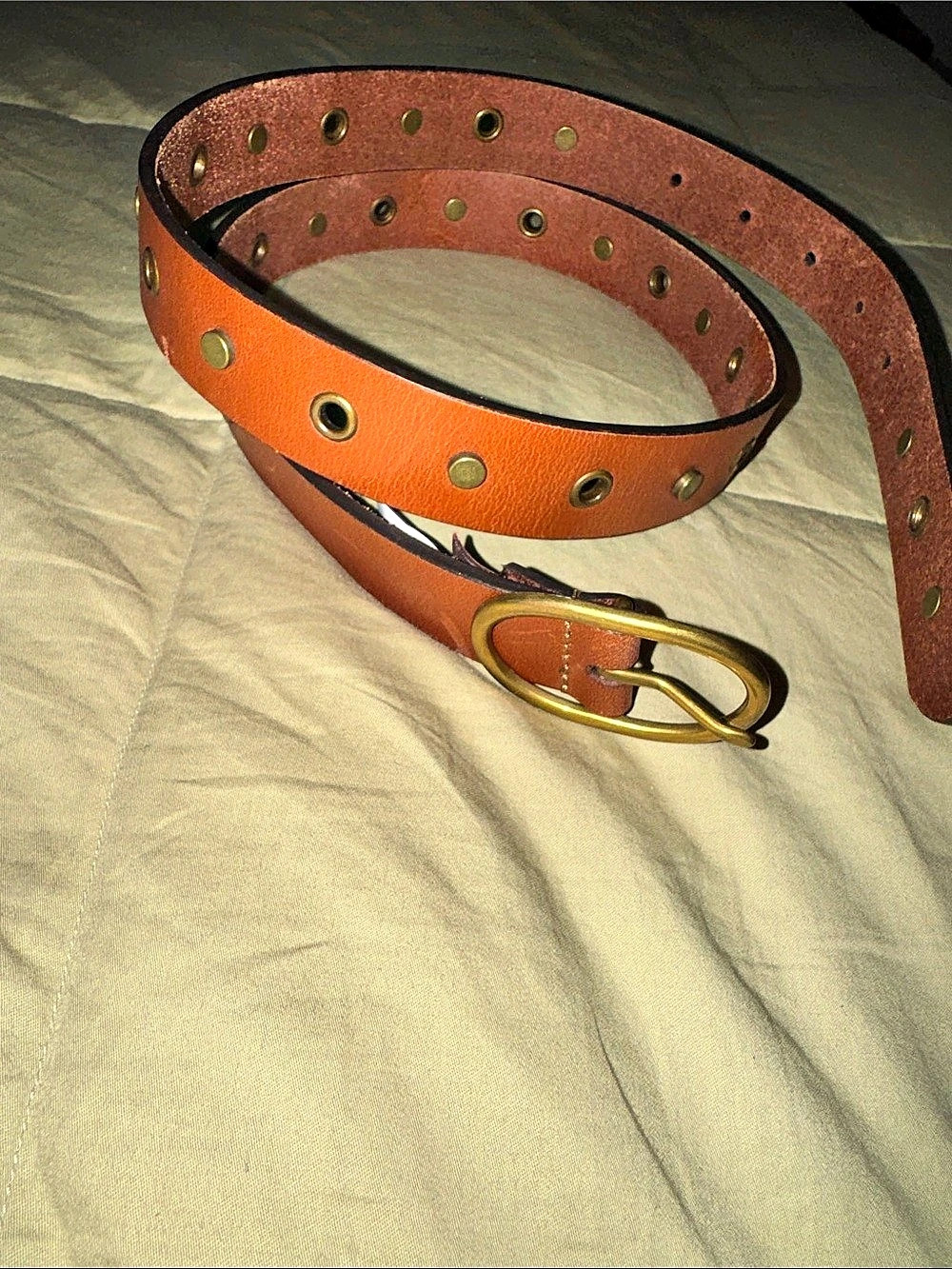 Lucky Brand Stud and Grommet Brown Leather Belt Brown Medium
